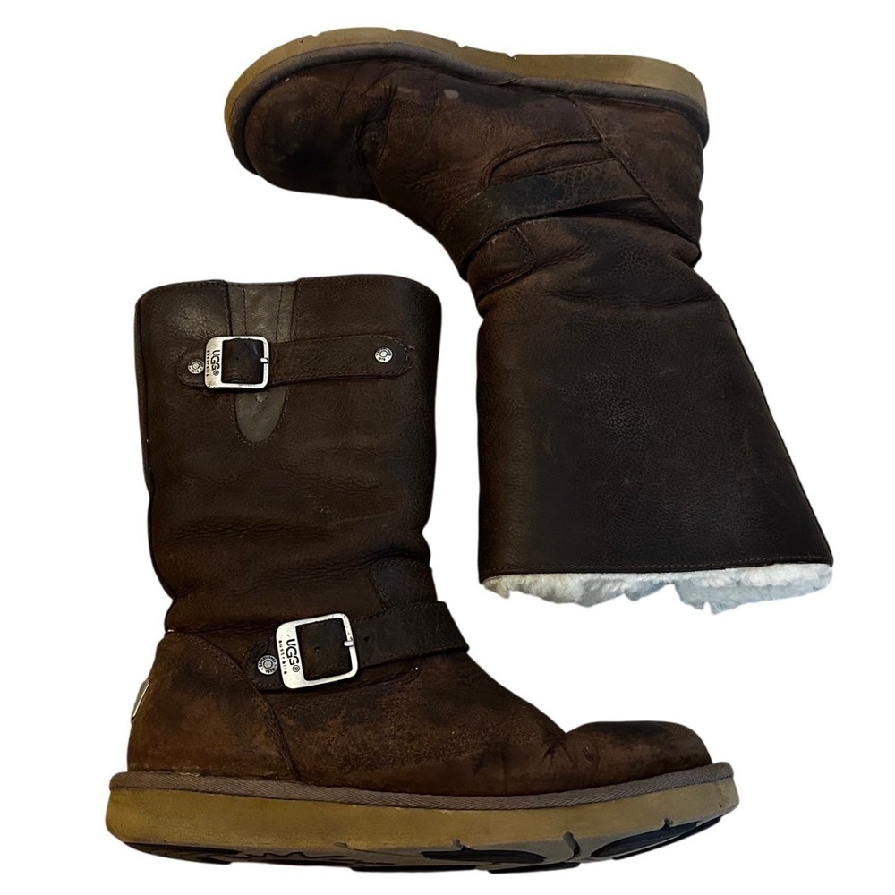 UGG Australia Brown Shearling Buckle Boots Women's 8
